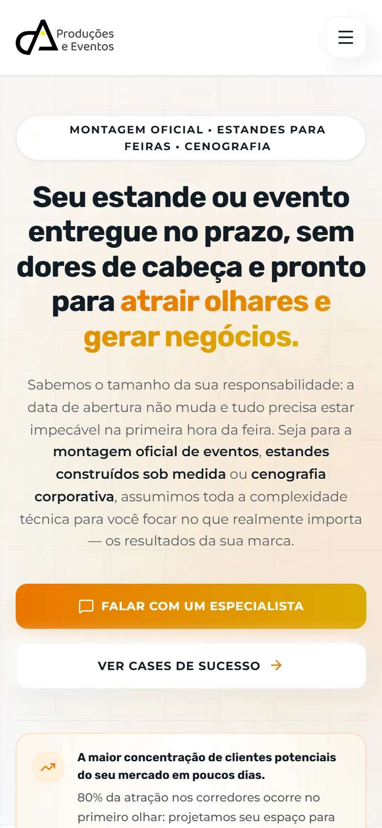 Site RA Produções aberto no celular