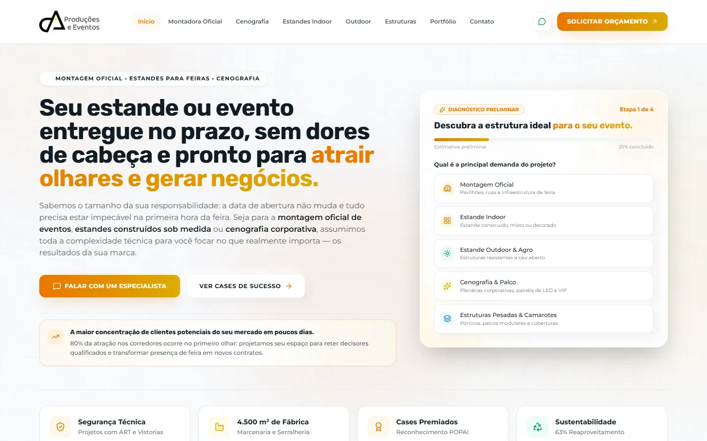 Página inicial do site RA Produções no computador