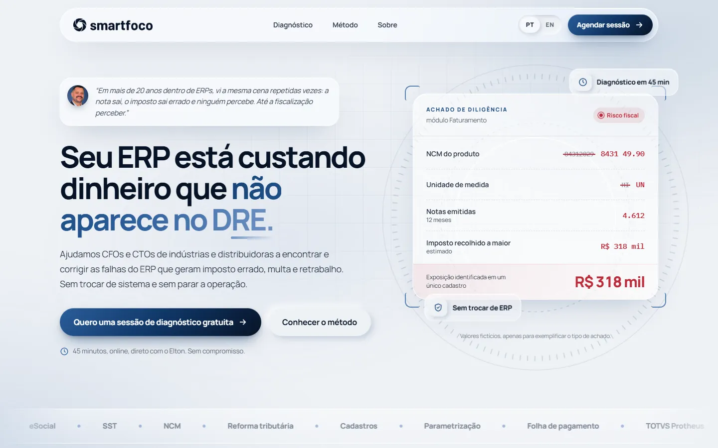 Página inicial do site da Smart Foco, criado pela Geração Mídia