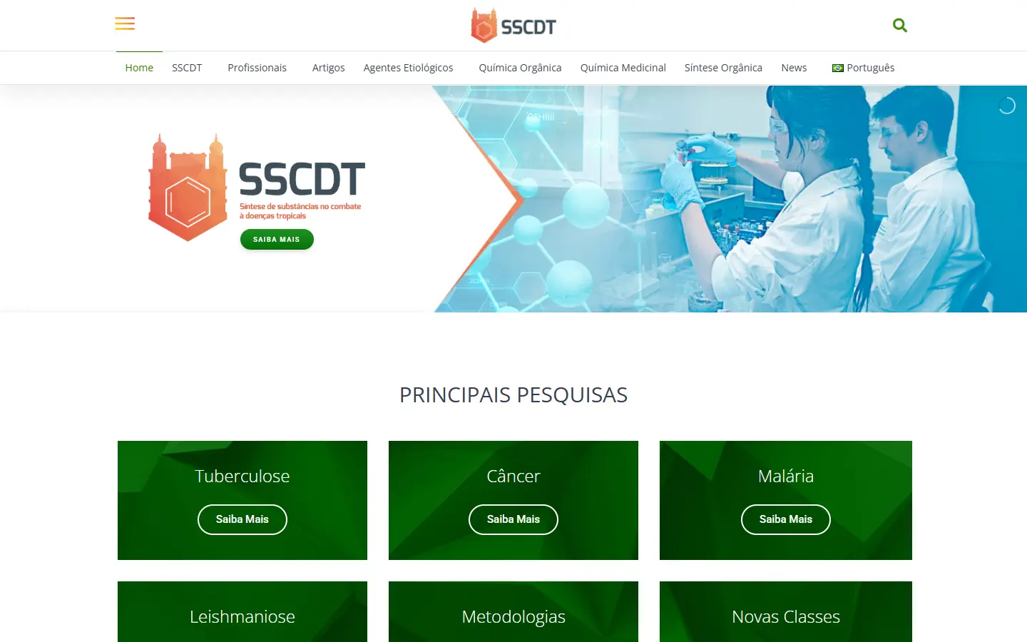Página inicial do site SSCDT no computador